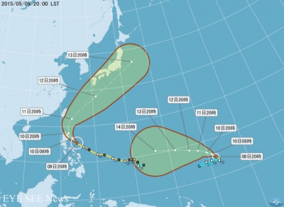 紅霞颱風預估路徑