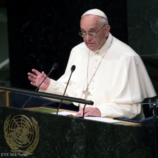 9月25日天主教教宗方濟各訪美，出席聯合國演說。圖/路透社