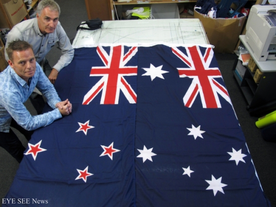 紐西蘭國旗（左）和澳洲國旗（右）非常相似常被搞混。圖／美聯社