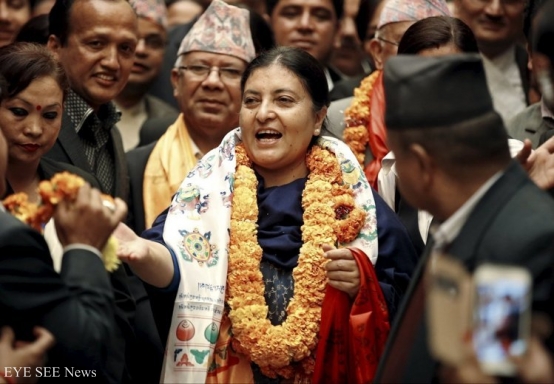 尼泊爾首位女總統班達里  圖/路透