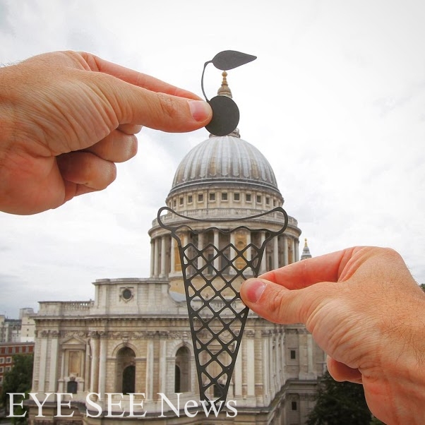 聖保羅教堂的圓頂和某樣你我熟悉的甜點有些相似，跳脫課本上的塗鴉，現實裡也來點立體塗鴉吧。圖／instagram.com/paperboyo/