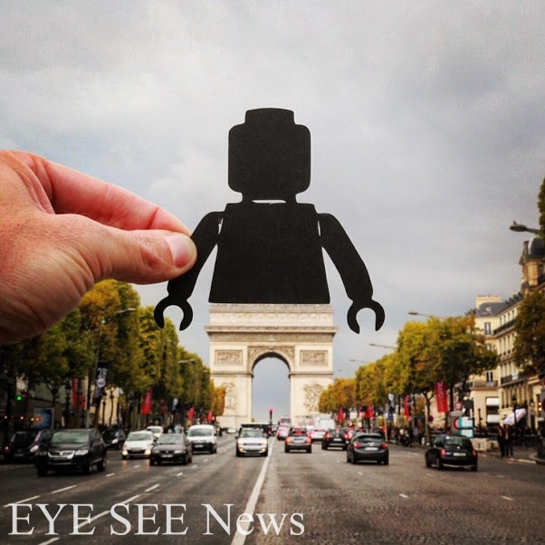 巴黎凱旋門成了許多人兒時記憶中的樂高人偶，別有一番樂趣。圖／instagram.com/paperboyo/
