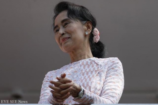 緬甸國會大選，翁山蘇姬壓倒性勝利。圖／路透