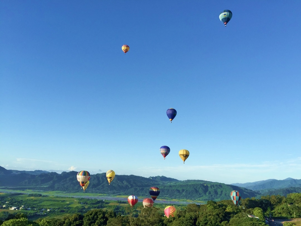 當熱氣球升空後開始尋找標靶所在位置。 圖 / 閔孝真攝