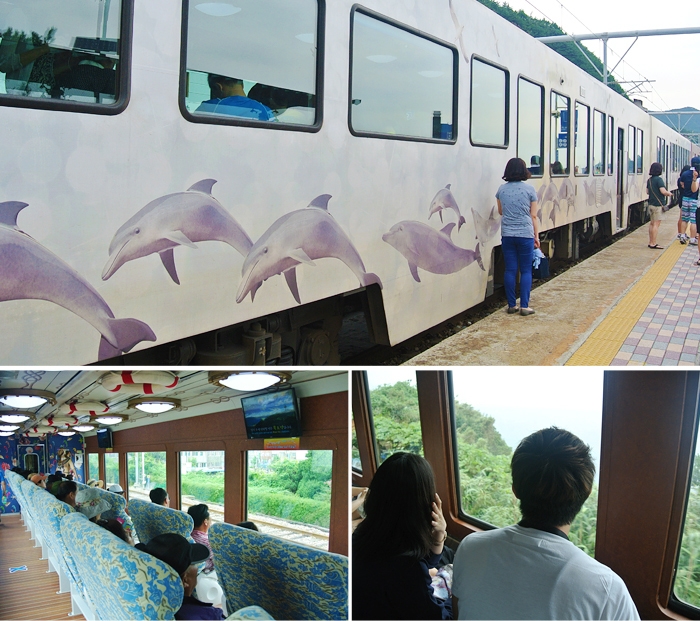 畫有鯨魚的車廂外觀 (上圖)／便於欣賞窗外風光的列車座位。圖／韓國觀光公社