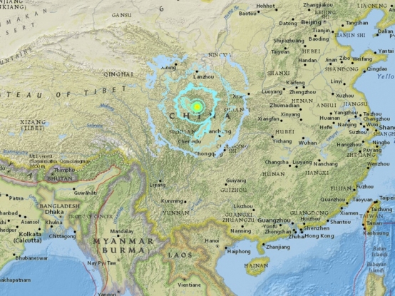 九寨溝8日地震 圖/美國地質調查局（USGS）