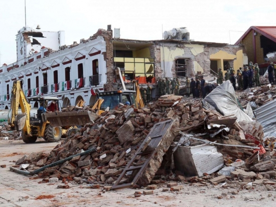 墨西哥於當地時間9月19日發生規模7.1強震，造成墨西哥市滿目瘡痍。圖／ABC News